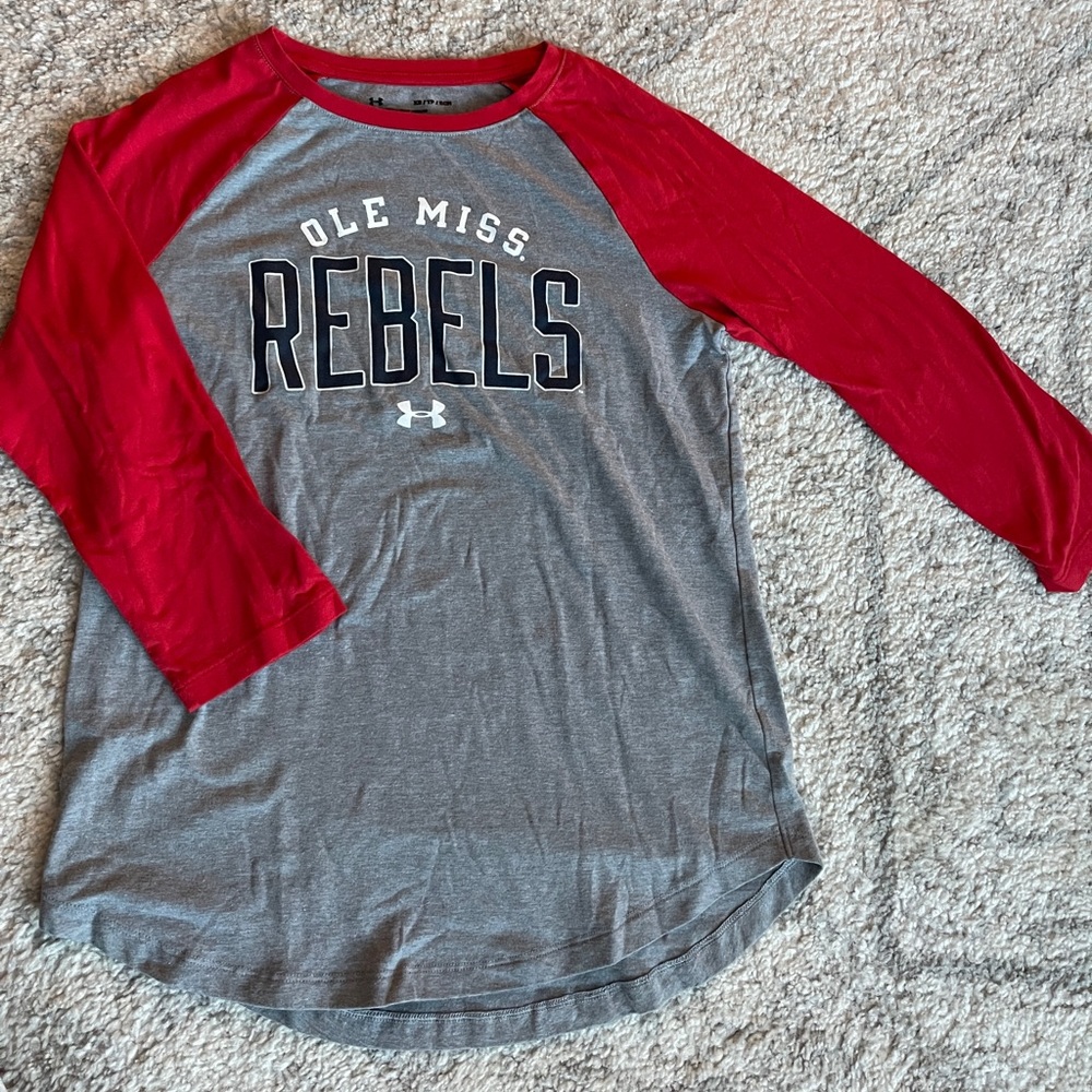 Under Armour Women's Ole Miss Rebels Red and Gray Long Sleeve Tee